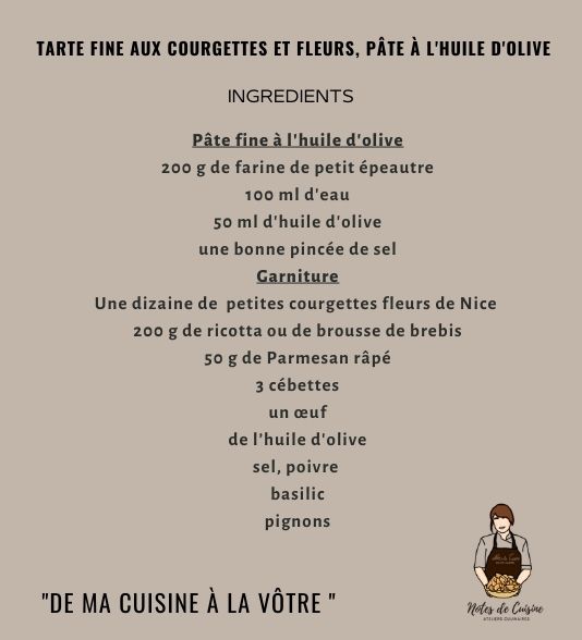 ingrédients recette tarte fine aux courgettes